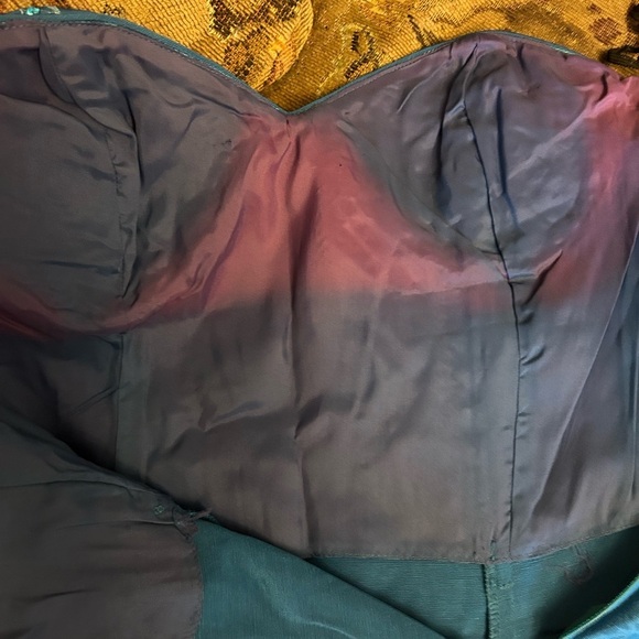 Vintage Scott McClintock Teal Floral Sequin Sweetheart Prom Dress with Bolero - Picture 11 of 14